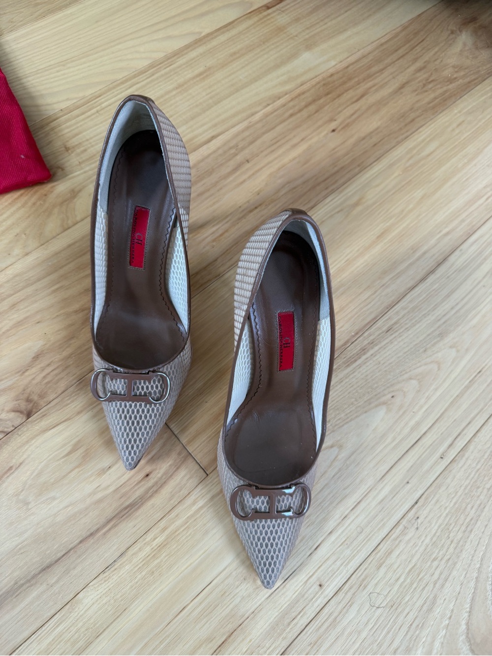 Textured Pointed-Toe High Heels in Taupe - Picture 7 of 16
